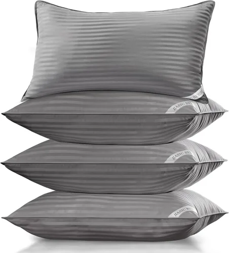 Vista 18 de Basic Beyond Almohadas de cama para dormir, juego de 2 almohadas de tamaño estándar, almohadas alternativas de plumón de lujo, color negro, 20 x 26
