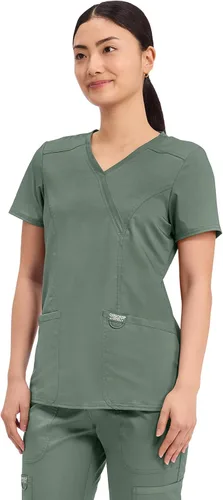 Vista 2 de Workwear Revolution WW610 - Ropa quirúrgica con estilo cruzado falso para mujer, elástica, suave y de fácil cuidado