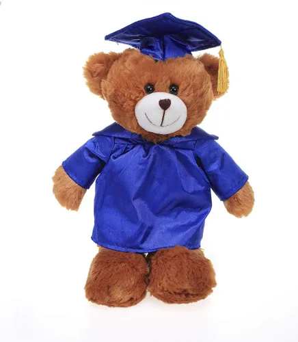Vista 11 de Plushland Peluche de oso marrón, regalos para el día de graduación, texto personalizado, nombre o logotipo de tu escuela en el vestido, lo mejor