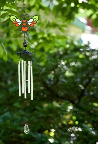 Vista 3 de Red Carpet Studios Windchime - Campanilla de viento de imitación con cuentas de vidrio y cristal prismático, 29 pulgadas de largo, abejorro
