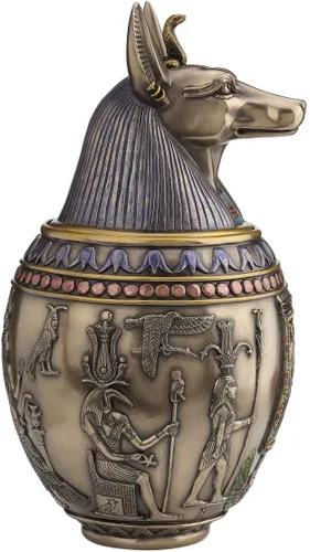 Vista 9 de Tarro canopic de urna conmemorativa de perro Anubis egipcio raro