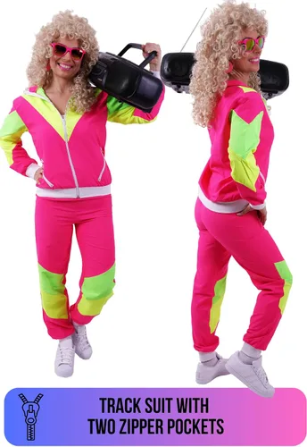 Vista 5 de Traje de los años 80 y 90 para fiestas, equipo deportivo retro, disfraces de hip hop, disfraces de los años 80 para hombre, cortavientos y pantalones