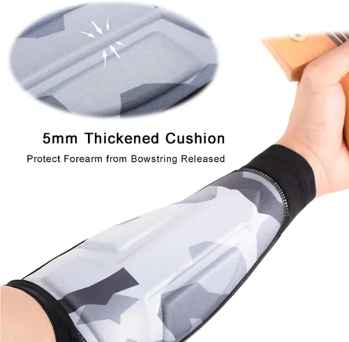 Vista 4 de Protector de brazo de tiro con arco manga acolchada para antebrazo con cierre ajustable, equipo de protección de brazo elástico transpirable