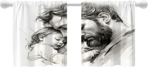 Vista 12 de Shrahala Cortinas republicanas de elefante americano para ventanas de cocina, paneles de cortina de ventana de poliéster multicapa con rayas rojas