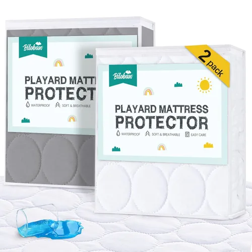 Vista 19 de Sábanas Protectoras de Colchón para Cuna Impermeables Paquete de 2, Funda Acolchada de Protector de Colchón para Cuna Ajustable para Colchón de Cama