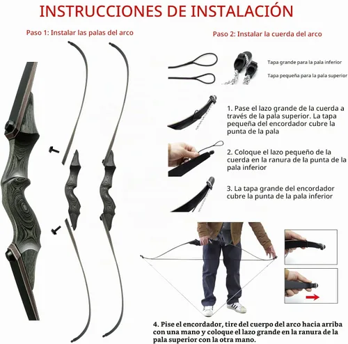 Vista 8 de Arco recurvo de 60 pulgadas Black Hunter Takedown - Arco de caza y flechas de 20 a 60 libras, con carcaj de flechas, arcos de tiro con arco de mano