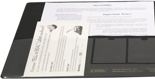 Vista 6 de Kit corporativo con carpeta de registros, sello corporativo, certificados con trozos, papel de minutos en blanco y más; Blumberg Black Beauty