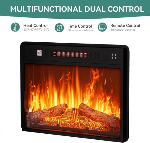 Vista 2 de YITAHOME Insertos de chimenea eléctrica pequeña de 23 pulgadas, calentadores de chimenea para uso en interiores, control remoto con temporizador