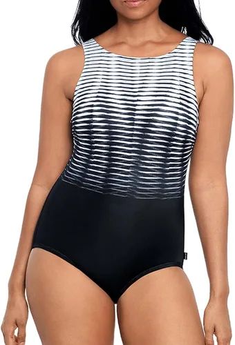 Vista 2 de Reebok Traje de baño de una pieza con cuello alto para mujer plateado