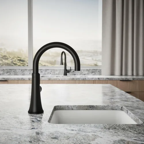 Vista 6 de KOHLER 23767-BL Grifo de tono de barra de cocina de un solo mango, grifo de fregadero de preparación, grifo de barra húmeda, grifo para fregadero