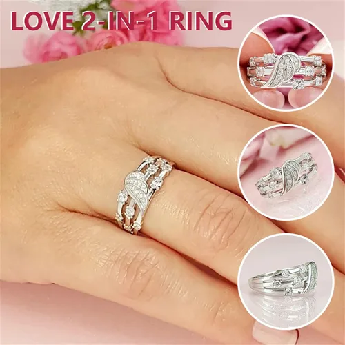 Vista 2 de Anillo de moda para mujer, anillo grueso con incrustaciones de personalidad, anillo de compromiso para adolescentes, niñas, bisutería (plateado, 6)
