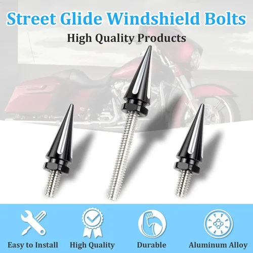 Vista 2 de Pernos de espiga de parabrisas de motocicleta Tornillos para 2014-UP Harley Street Glide Electra Glide Freewheeler negro