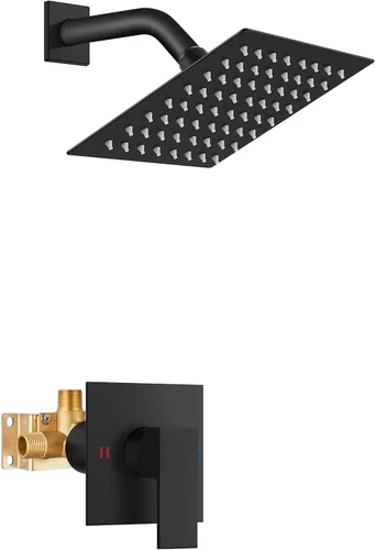 Vista 17 de Airuida - Juego de grifo de ducha, kit de válvula de ducha de 4 pulgadas, negro mate Roscas macho,Kit de ajuste de ducha de válvula áspera,Juego