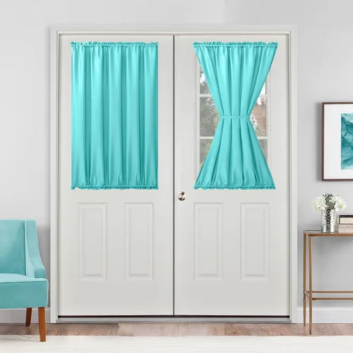 Vista 72 de Cortinas para puerta francesa, color aguamarina, 24 pulgadas de ancho x 40 pulgadas de largo, 1 panel Bolsillo para barra, semitransparente