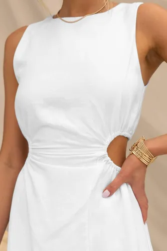Vista 4 de LILLUSORY Vestido largo sin mangas de lino y algodón con abertura para mujer