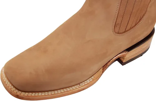 Vista 5 de Botas vaqueras cortas de cuero para mujer, botín occidental de tacón bajo