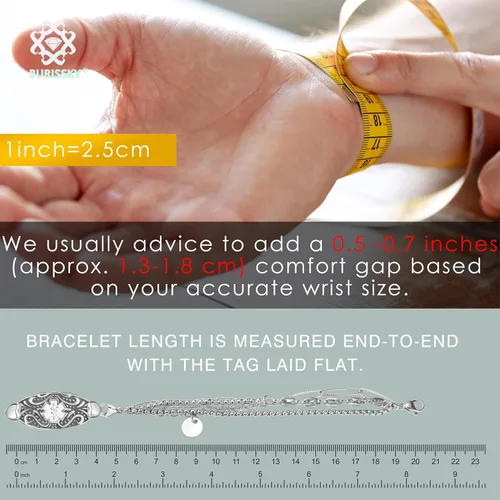 Vista 2 de Pulseras de alerta médica elegantes personalizadas para mujer con grabado gratis, pulsera de identificación de emergencia personalizada