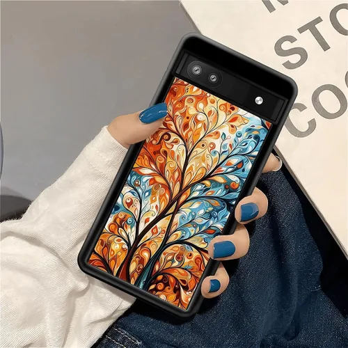 Vista 1231 de Compatible con Google Pixel 4A 5G Mobile Case Creative Acrylic Panel trasero Silicona Protección Grip especialmente diseñado para Google Pixel 4A 5G