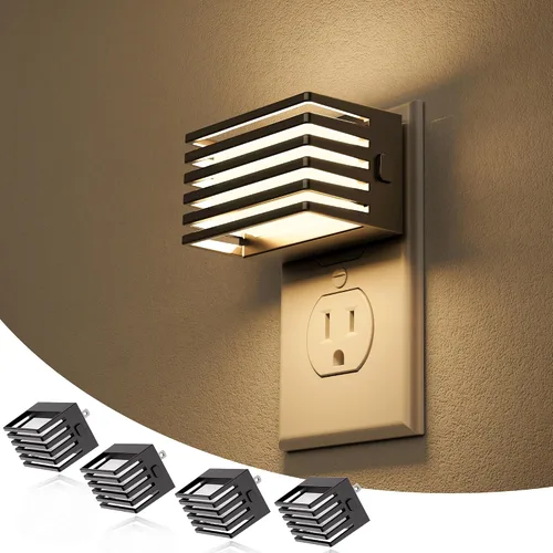 Vista 9 de JandCase Luz nocturna LED, paquete de 2, luces nocturnas que se enchufan a Negro