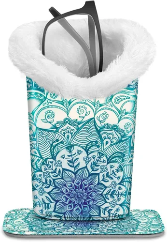 Vista 128 de Fintie Soporte para anteojos forrado de felpa con base magnética, estuche de cuero vegano prémium para lentes