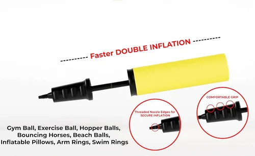 Vista 3 de AppleRound Bomba de aire manual de doble acción para: pelota de gimnasio, pelota de ejercicio, gorila de hippity hop, bolas de tolva, caballo