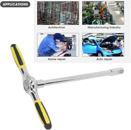 Vista 3 de Zerodis Llave de trinquete ajustable con mango en T, llave de trinquete de liberación rápida en T, llave de trinquete ajustable tipo T de una mano