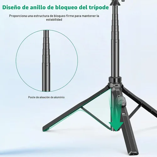 Vista 8 de Soporte de teléfono de 70.6 pulgadas y trípode para selfies, soporte de celular extensible con control remoto y soporte para teléfono