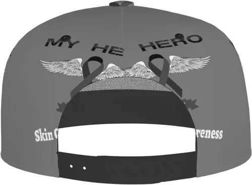 Vista 3 de My Hero is Now My Angel Skin Cancer Awareness Baseball Cap Four-Sided Printing Flat Bill Brim Cool Hip Hop Trucker Hat Men Women Adjustable Baseball
