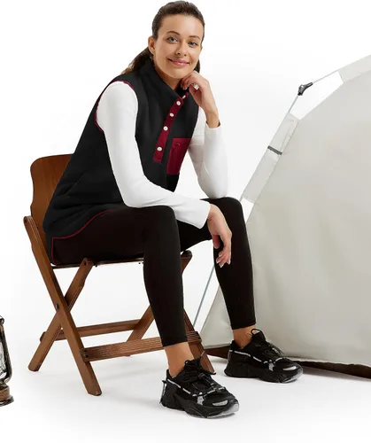 Vista 2 de JACK SMITH Vestido de forro polar sin mangas para mujer, vestido de invierno con botones y bolsillos
