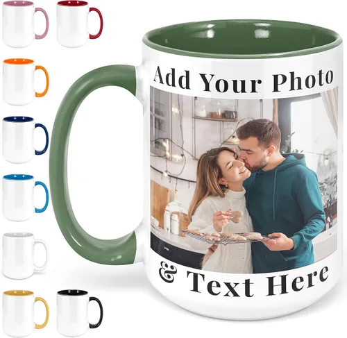 Vista 11 de Taza de café con foto personalizada, 11-15 onzas, taza personalizada con imagen, texto y nombre, regalos personalizados para novio, novia, mejor