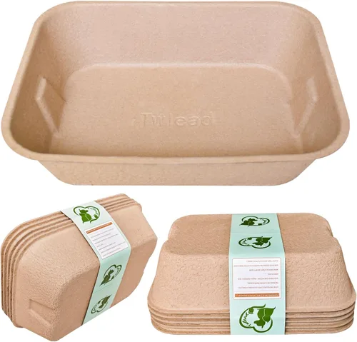 Vista 9 de Caja de arena desechable para gatos (3 paquetes con 1 toalla) Bandeja ecológica de papel 100% reciclado para gatos, 16.14 x 11.81 x 3.94 pulgadas