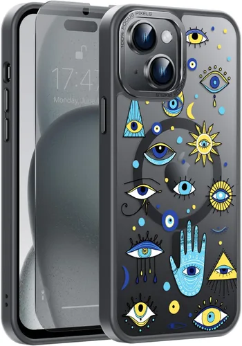 Vista 70 de Goodon para iPhone 15 Pro Max con protector de pantalla de privacidad, compatible con Magsafe, funda translúcida mate a prueba de golpes - Linda