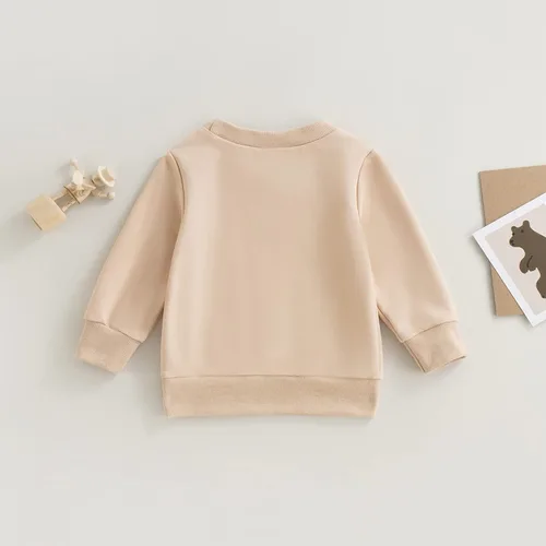 Vista 4 de Sudadera de manga larga con letras para bebés, niños, de gran tamaño, para otoño e invierno