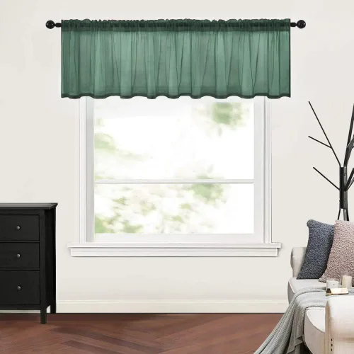 Vista 9 de MIULEE Cortina Transparente de Cocina Blanca Sólida con Cenefa de Aspecto de Lino para Ventana, Cenefa de Gasa Transparente para Ventanas de Sala