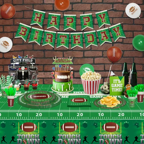 Vista 5 de Paquete de 204 decoraciones de fiesta de cumpleaños de fútbol, suministros de fiesta de fútbol, decoración de fiesta de fiesta de juegos deportivos