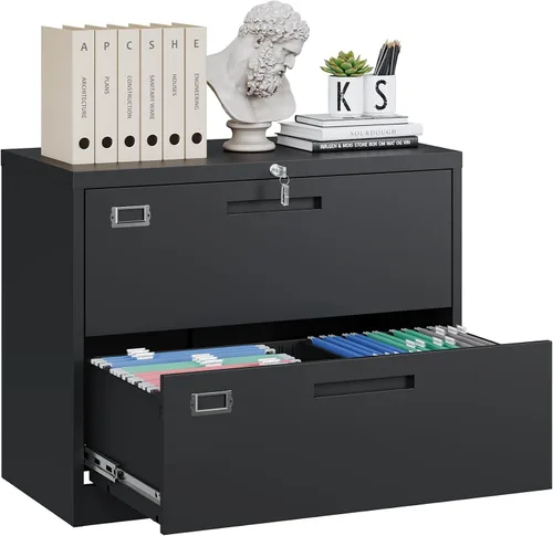 Vista 15 de Yizosh Archivador de 2 cajones con cerradura, gabinete de almacenamiento de archivos de oficina con bloqueo de metal con cajones, organizador
