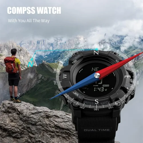 Vista 4 de Watch Compass, Altimeter Barometer Thermometer Temperature, Pedometer, Military Army Waterproof Outdoors Sport Digital Watch for Men