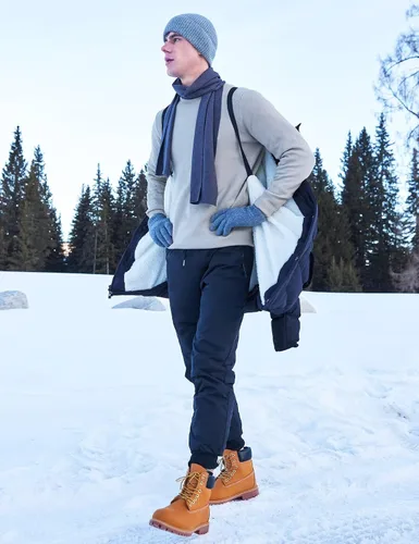 Vista 5 de Abrigos largos de invierno para hombre, cálidos, resistentes al agua, inflados, con capucha, cortavientos, aislados, chaquetas acolchadas Azul