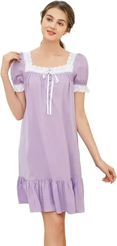 Vista 11 de Sharebeauty Camisón vintage 100% algodón para mujer, estilo victoriano retro