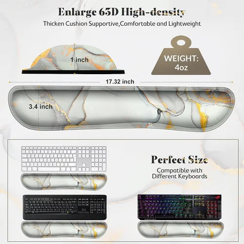 Vista 6 de Gimars Almohadilla de reposamuñecas extendida para teclado de 17.3 pulgadas con espuma viscoelástica firme 63D de alta densidad, base de goma Nube