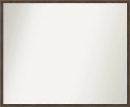Vista 57 de Amanti Art Brown Bathroom Mirror for Over Sink, 21x33 Custom Made Hardwood Wedge Mocha Rectangle Vanity Mirror, Large Modern Wood Frame, Hangs