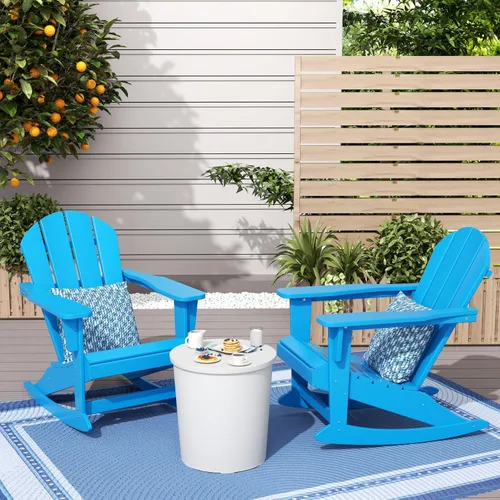 Vista 191 de WestinTrends Silla mecedora Malibu de poliéster para exterior/patio Adirondack, Negra