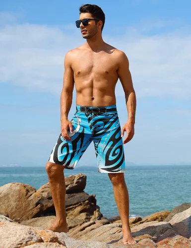 Vista 4 de unitop Bañador para hombre, ropa de playa, secado rápido, estampado hawaiano