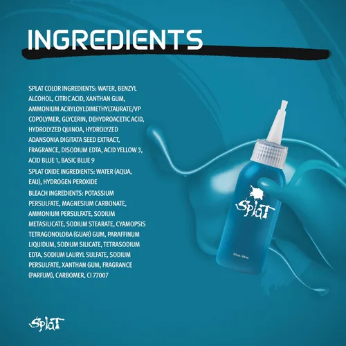 Vista 6 de Splat Kit completo de tinte para el cabello semipermanente de larga duración vegano y libre de crueldad Aqua Rush