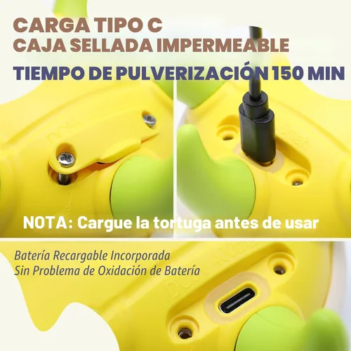 Vista 7 de Sizobi Juguetes de Baño para Bebés, Juguete de Baño de Tortuga Recargable con Rociador para Niños Pequeños con 5 Anillos, Juguete de Rociador