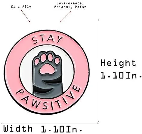 Vista 2 de Flairs New York Broche de solapa esmaltada hecho a mano Gato Manténgase Pawsitivo 1 Pin