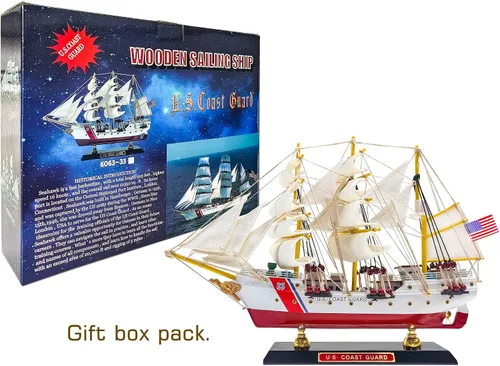 Vista 3 de SAILINGSTORY - Modelo de madera de barco de la Guardia Costera de los Estados Unidos Eagle Barque Pequeño Detalles auténticos artesanales