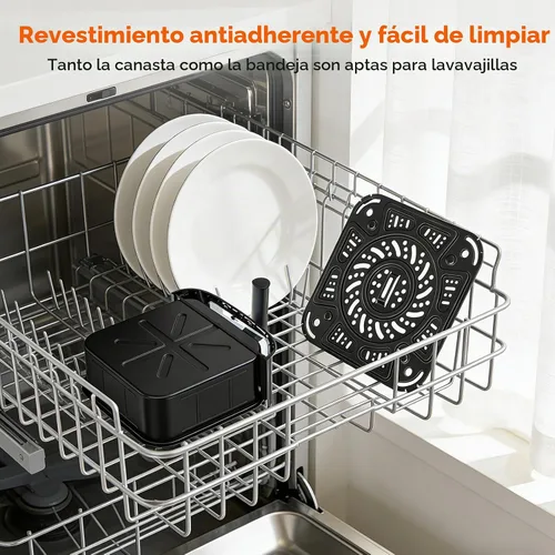 Vista 6 de OLIXIS Freidora de aire de 4 cuartos con ventana visible, freidora de aire digital con pantalla táctil de 1500 W con 8 ajustes preestablecidos Negro