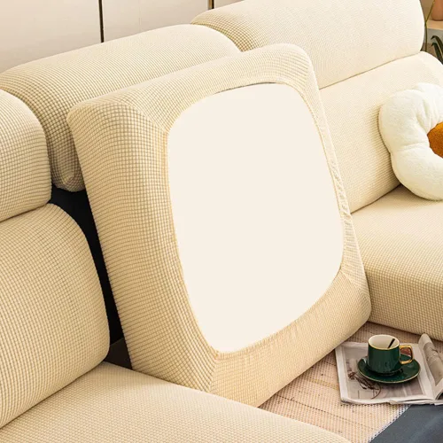 Vista 6 de Fundas de cojín de sofá impermeables para sofá, fundas de asiento de sofá de jacquard elástico, protector de muebles para mascotas y niños Azul
