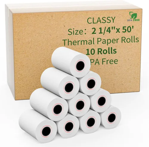 Vista 13 de CLASSY Rollo de papel de registro térmico de 2 1/4" x 50' pies, 5 rollos